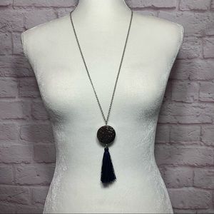 Long silver color necklace